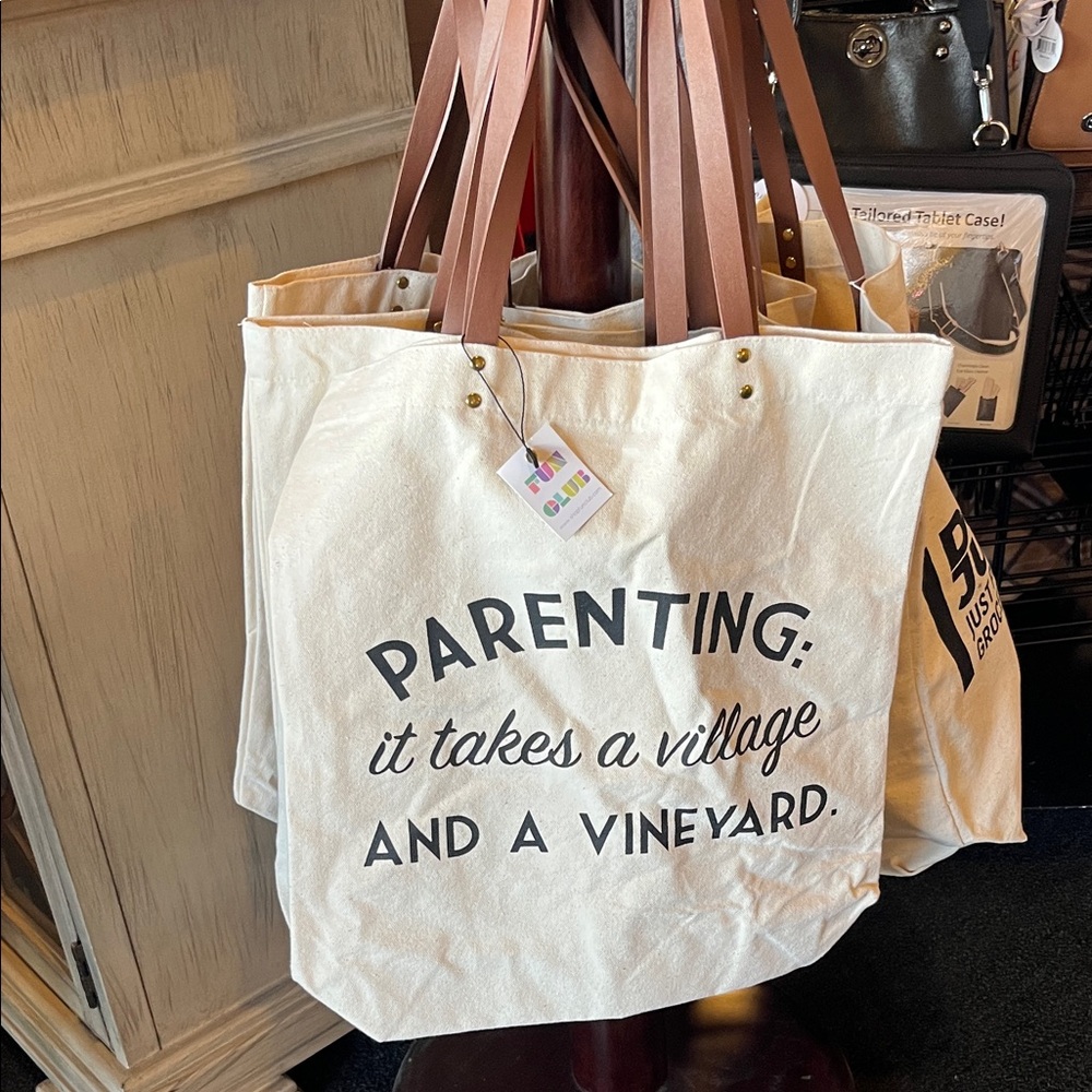 Canvas Tote Bag with Brown Straps